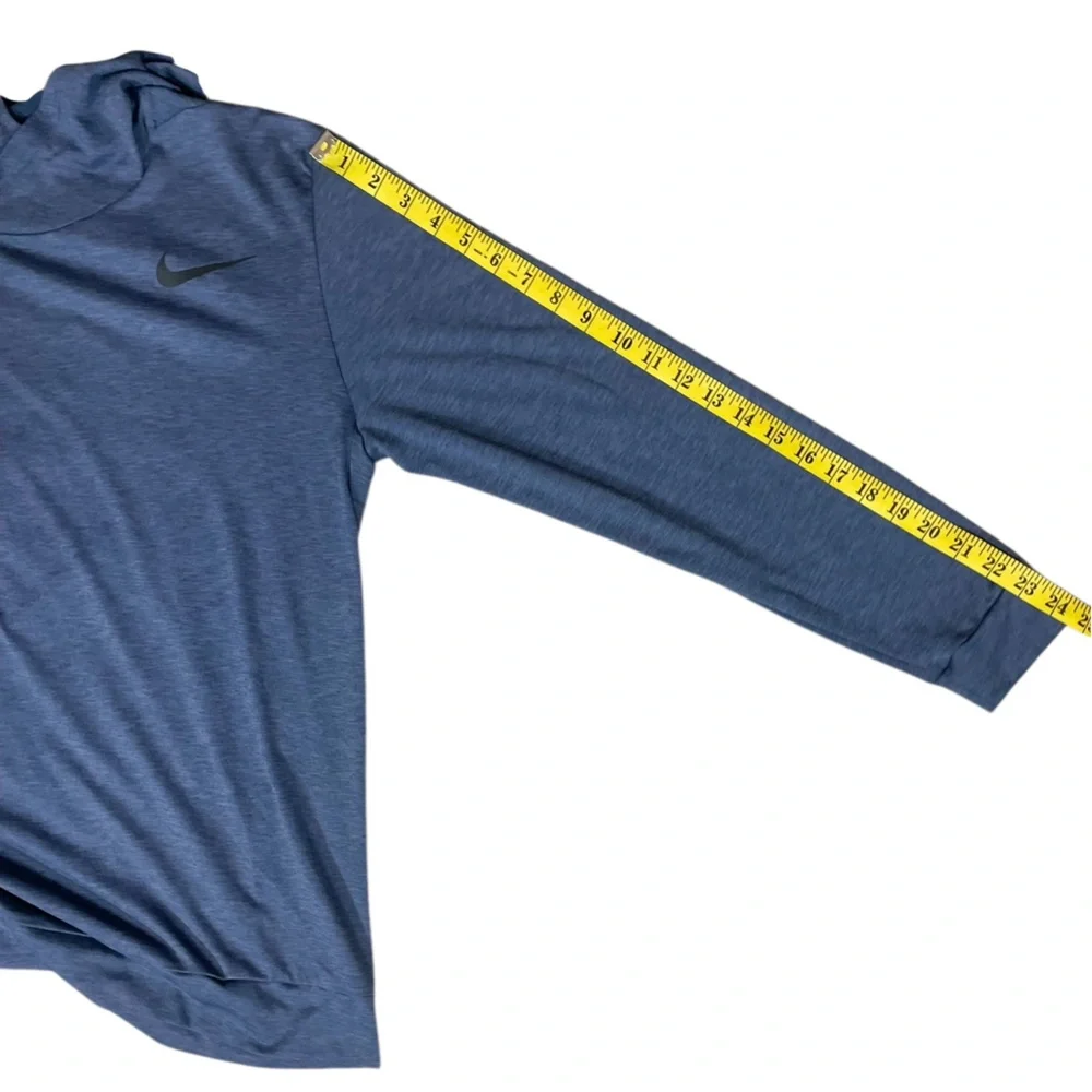 Nike Hyper Dry Blue Hooded Athletic Long Sleeve Training Shirt